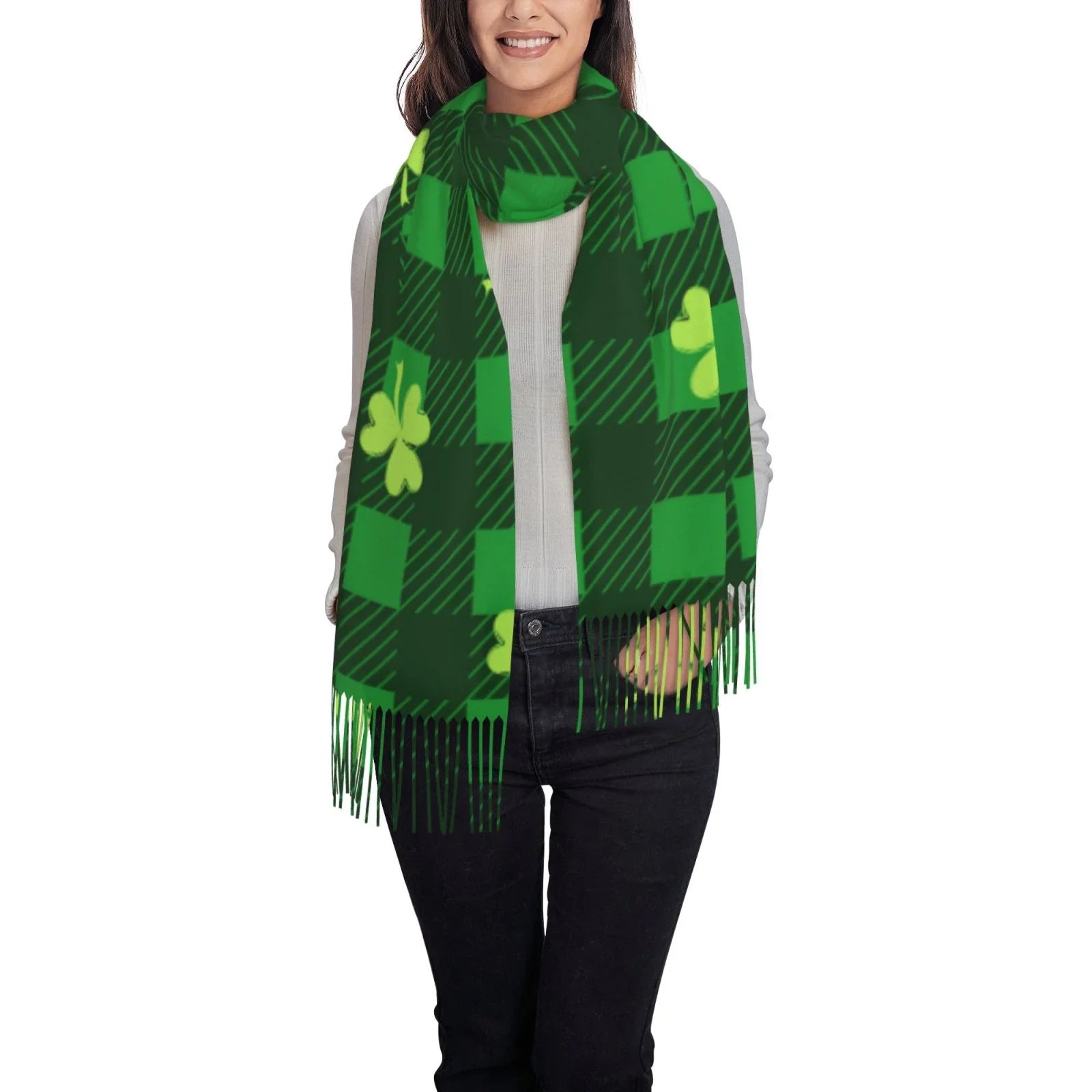 Bingfone Soft Cashmere Feel Scarf For Women Elegant Art Print Winter Warm Scarves Large Shawl Wrap Gifts- Happy St. Patrick's Day5