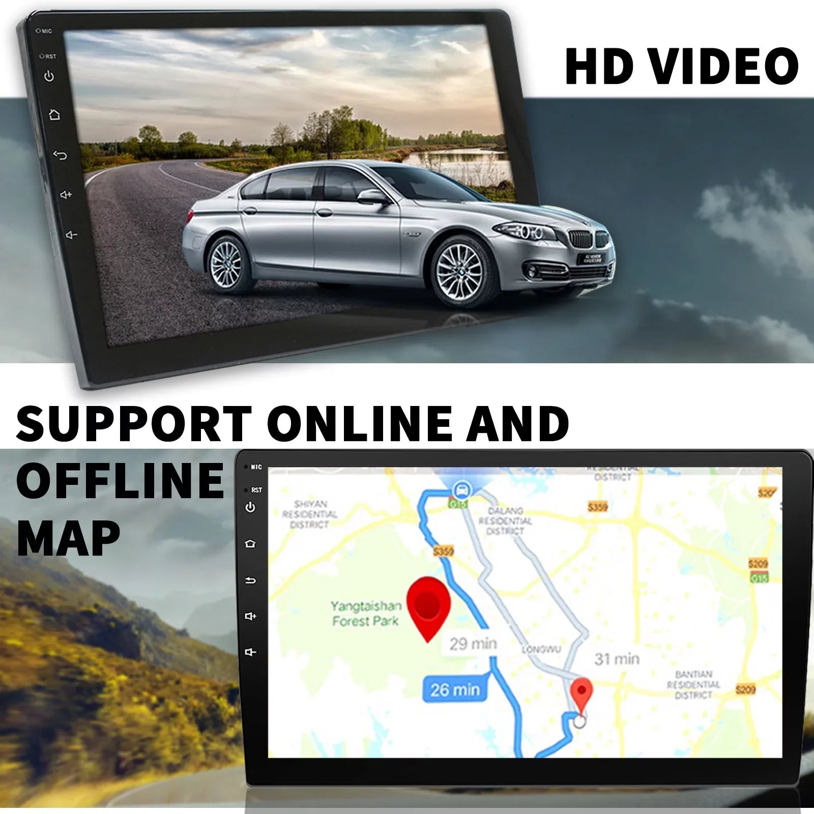 Binize Double Din Car Stereo Compatible with  CarPlay&Android Auto 9 Inch Android 10 Touchdisplay Car Radio with Backup camera, Bluetooth,SW control, GPS Navigation