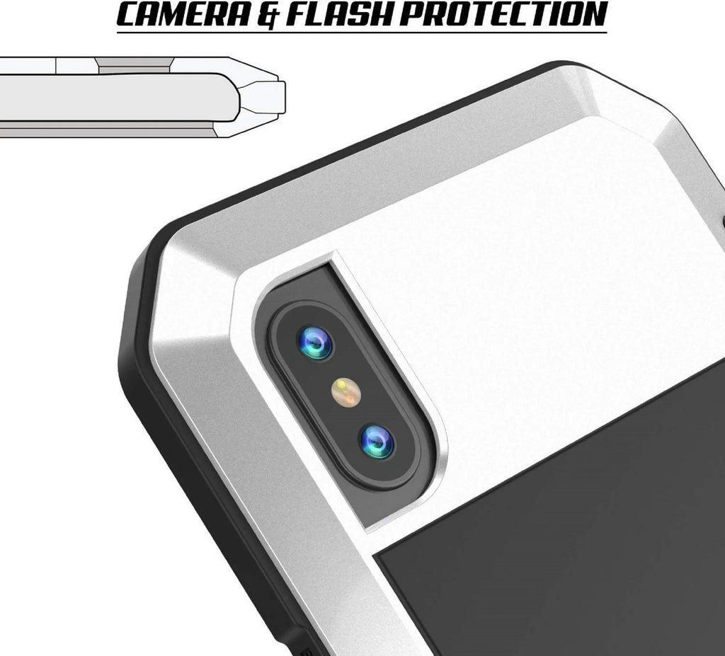 Gorilla Glass Aluminum Metal iPhone 8 Plus Case (Silver) Heavy Duty Military Grade Shockproof and Scratch Resistant Protection, Rugged Outdoor Travel