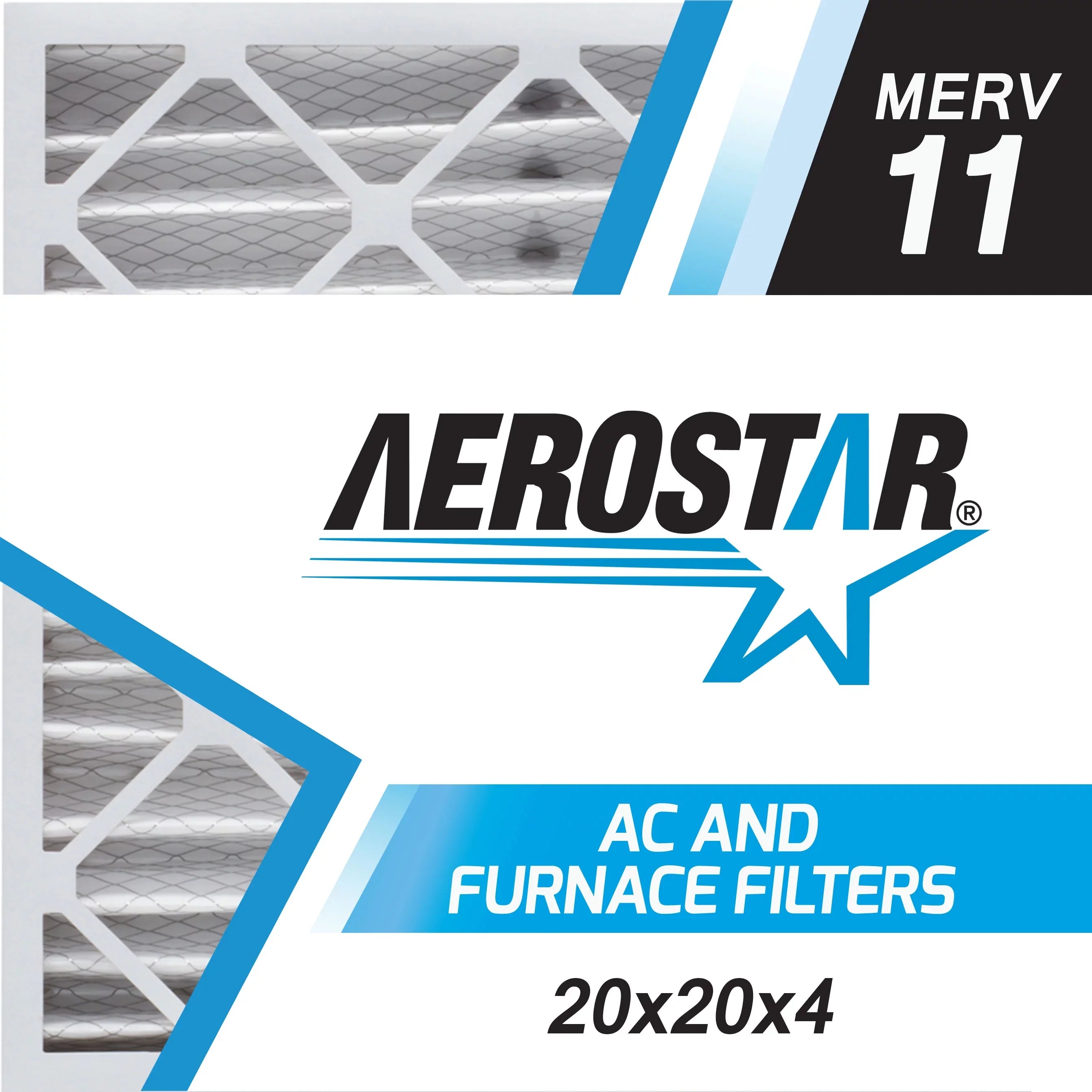 Aerostar 20x20x4 MERV  11, Pleated Air Filter, 20 x 20 x 4, Box of 3, Made in the USA
