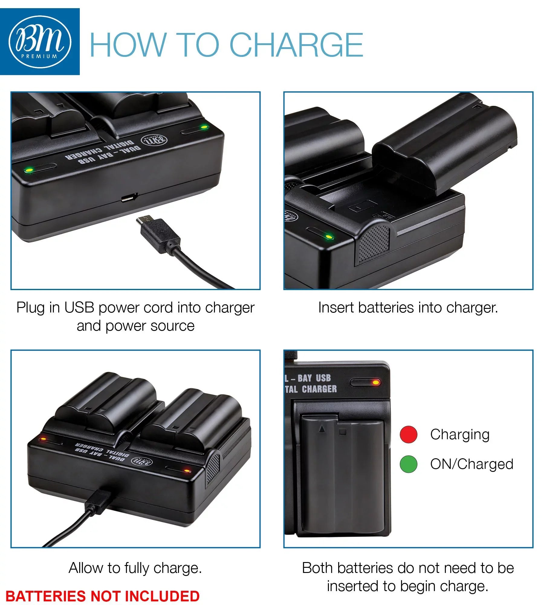 BM 2 EN-EL15B Batteries and Dual Bay Battery Charger for  Z6 Z7 D780 1 V1 D500 D600 D610 D750 D800 D810 D850 D7000 D7100 D7200 D7500 Cameras