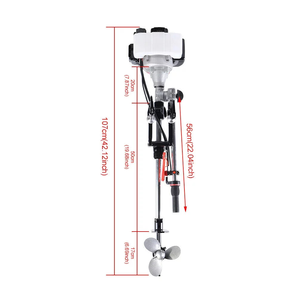 2.3 2Stroke Outboard Motor Kayak Boat Engine Long Shaft W/Air Cooling System