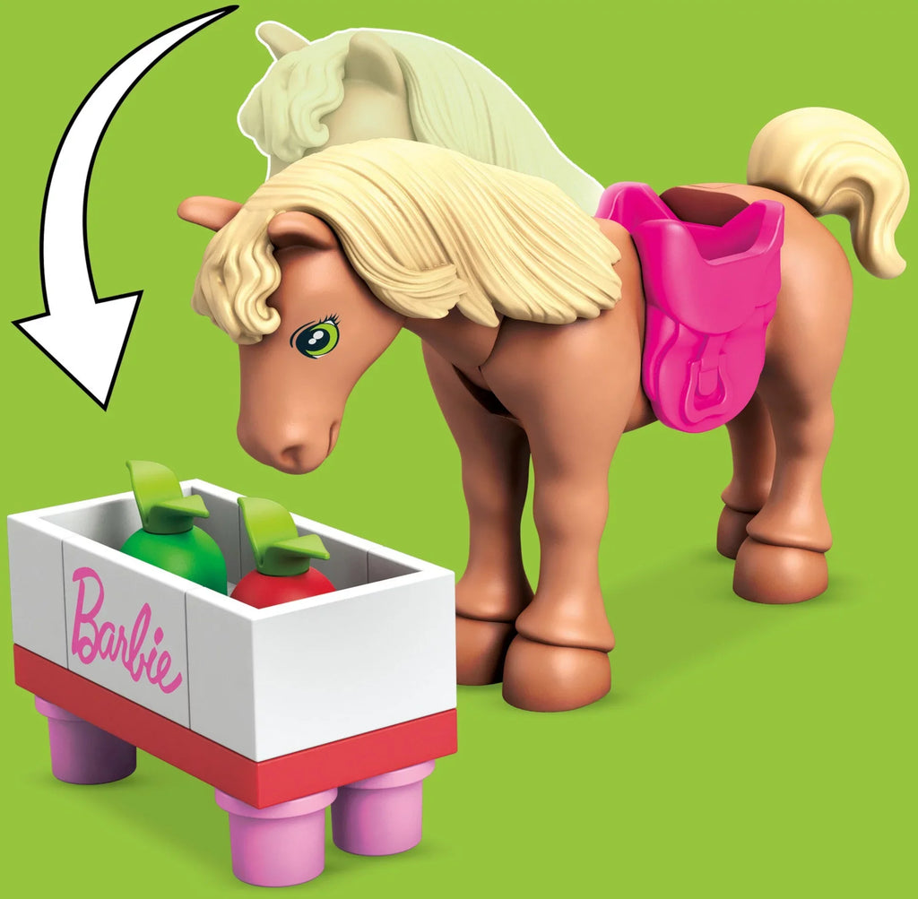 MEGA Barbie Building Toy Kit Horse Jumping with 1 Micro-Doll and Horses (73 Pieces)