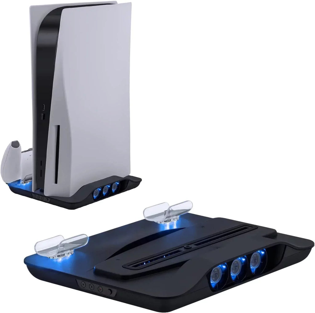 Cooling Fan and Dual Controller Charger Station for PS5 Console, Cooler Station and Charging Dock with Extra USB Ports for Playstation 5 UHD and Digital Edition