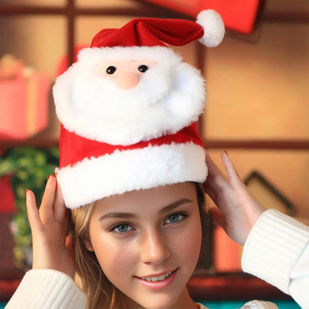 Winter Christmas Grandpa Hat Glow Singing Doll Plush Toy Will Move Christmas Eve Christmas Gifts Winter Hats for Men Large Head Men Hats for Winter Winter Hat Men Large Windproof Hat Men Mens Hat