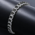 14K White Gold Finish Onyx Black SimuLatitudeed Diamonds Solitaire Mens Ladies Bracelet 10mm / 8.5 Inch