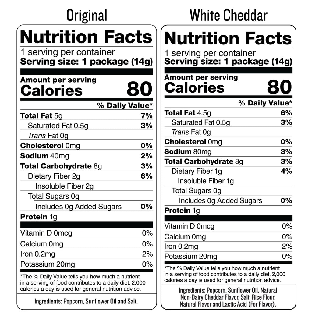 SkinnyPop Gluten-Free Original and White Cheddar Popcorn Variety Pack, 0.5 oz, 40 Count