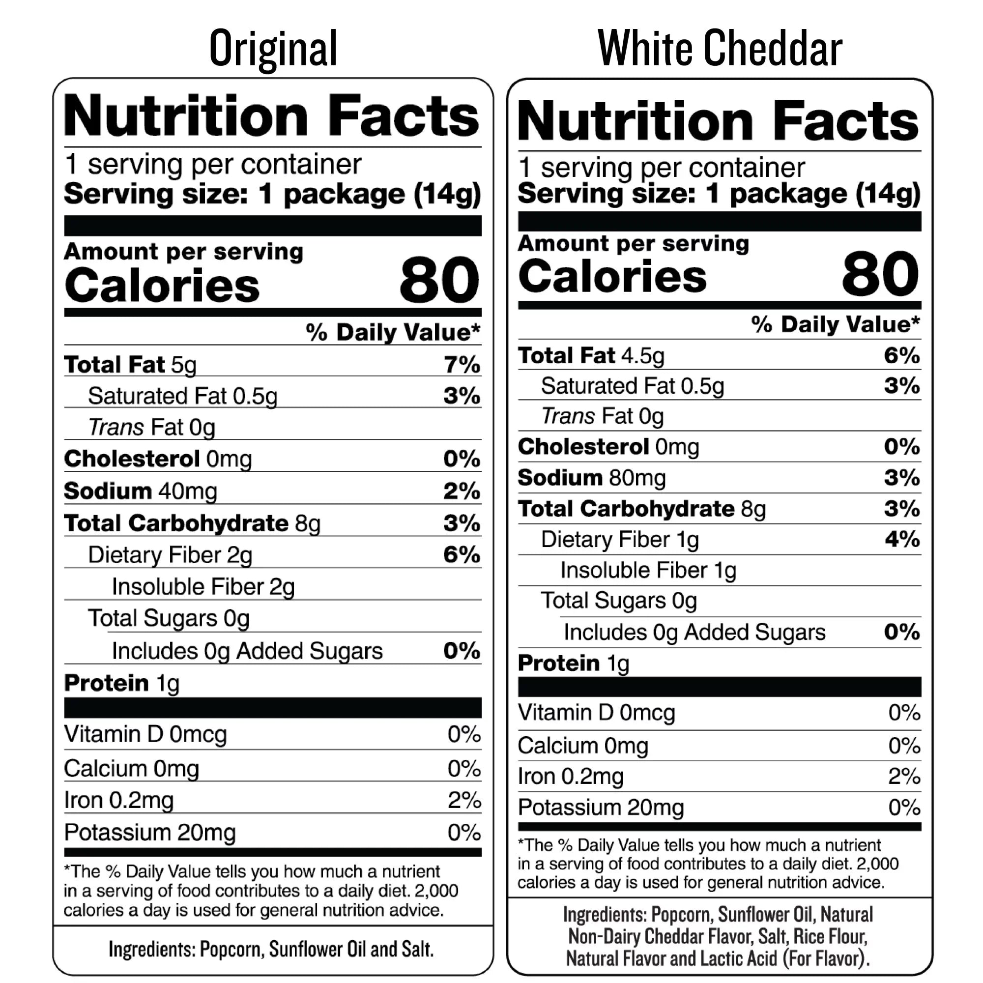 SkinnyPop Gluten-Free Original and White Cheddar Popcorn Variety Pack, 0.5 oz, 40 Count
