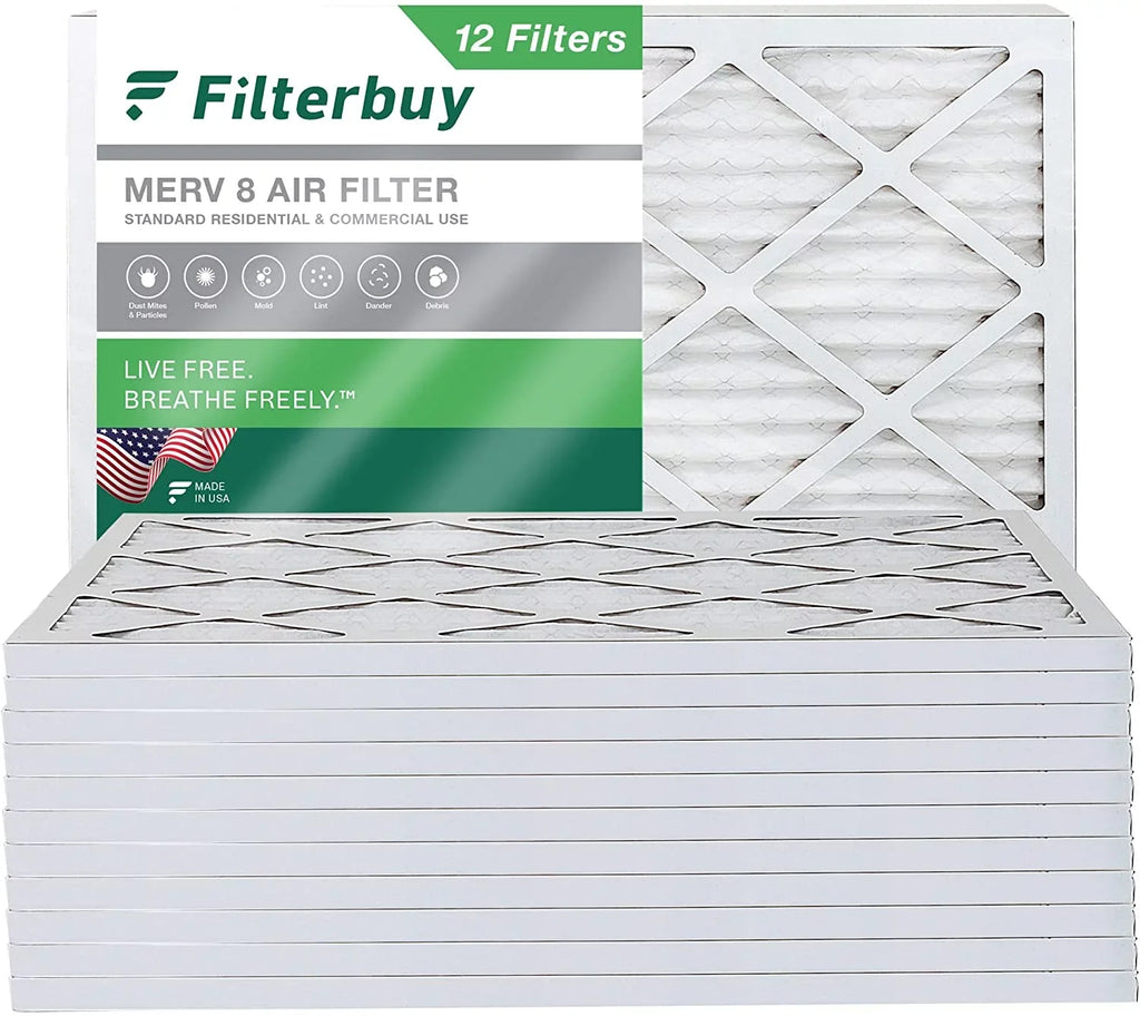 Filterbuy 18x21x1 MERV 8 Pleated HVAC AC Furnace Air Filters (12-Pack)