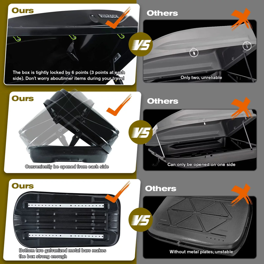 Large Rooftop Cargo Carrier Hard Shell Rooftop Cargo Box with Double 2 Locks, 14 ft³ Waterproof Cargo Box for SUV Rooftop 56.3" L x 30.3" W x 13.8" H, Black