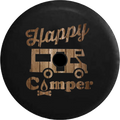 2018 2019 Wrangler JL Backup Camera Happy Camper Campfire RV Distressed Wood Spare Tire Cover for Jeep RV 33 Inch