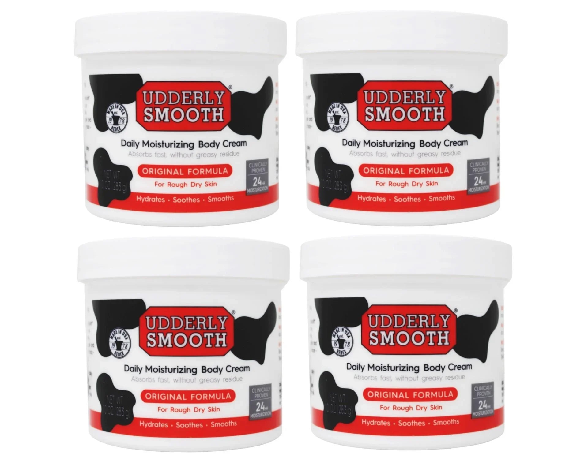 4 Pack - Udderly Smooth Body Cream Skin Moisturizer Original Formula for Rough Dry Skin, 10 Ounce