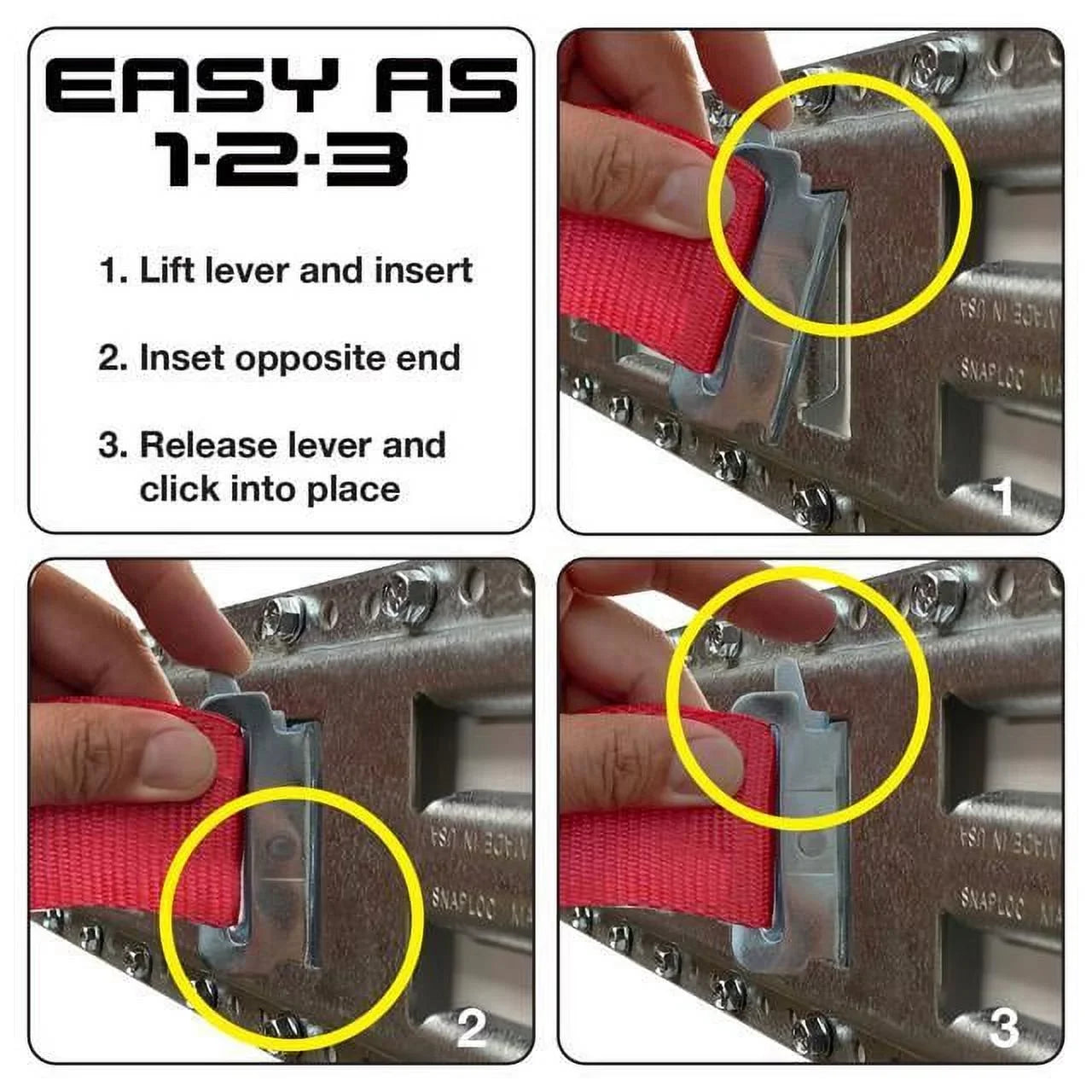 SNAP-LOC Fast-Track E-Track 8 Inch 2-Pack USA Galvanized Steel Horizontal Vertical, Logistic Tie-Down for Pickups, Trucks, Trailers