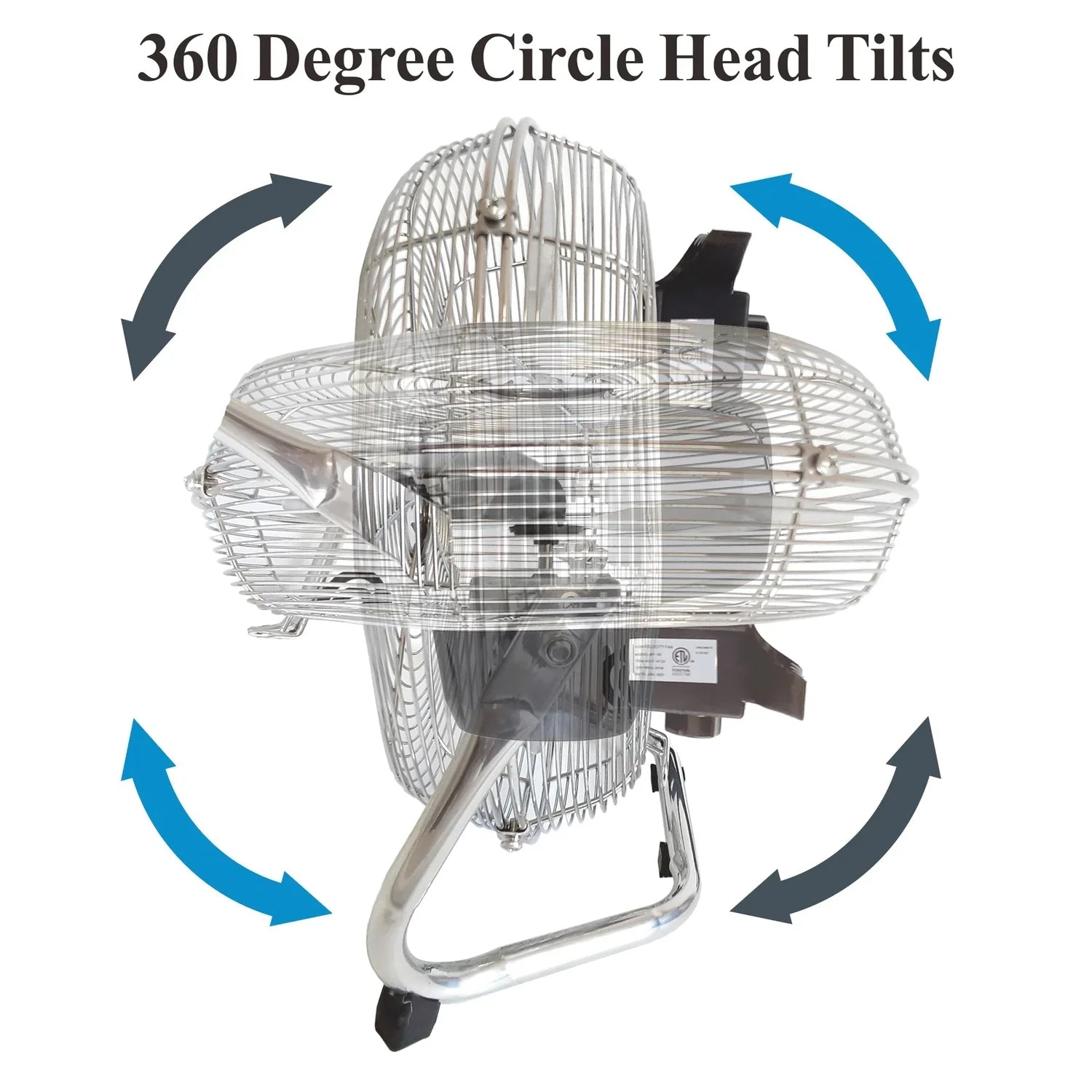 Optimus F-4122 Heavy Duty Aluminum 12 Inch 3 Speed Industrial Fan, Chrome