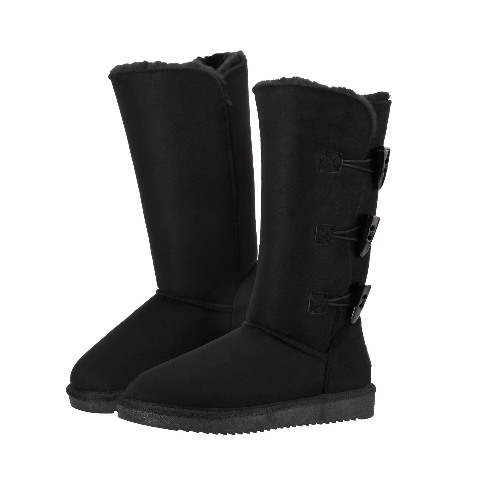 CAMEL Winter Tall Boots for Women Snow Boot Button Fashion Black Boots Knee High Classic Slip On Boot Outdoor Shoes