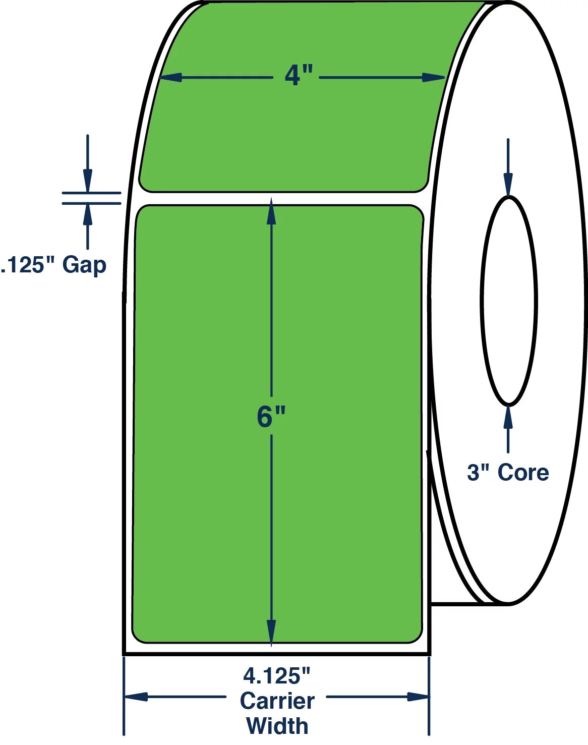 Compulabel 640113, 4" x 6" Green Thermal Transfer Labels