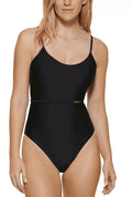 Calvin Klein BLACK Over-The-Shoulder Wrap Around One-Piece Swimsuit, US 6