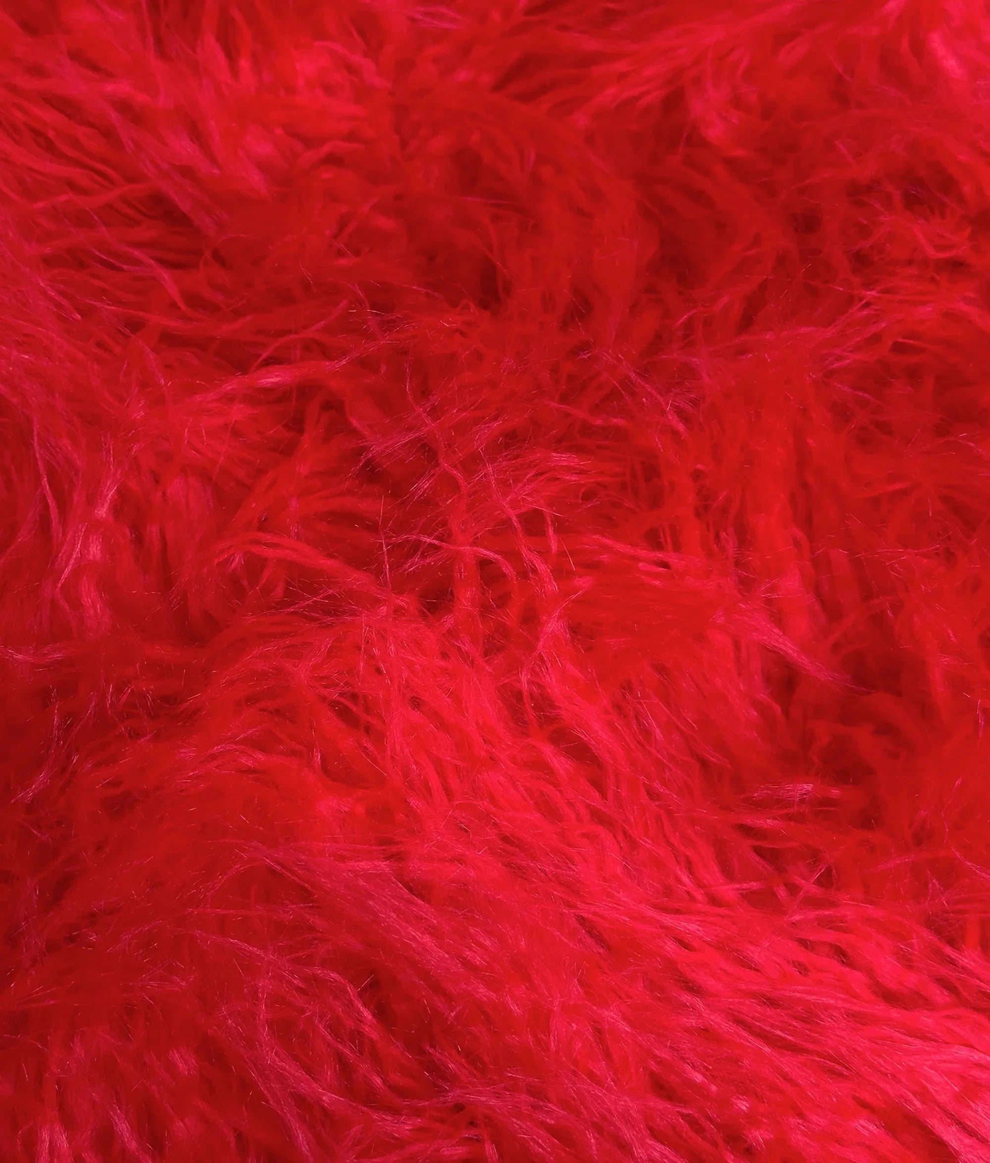 Faux Fake CURLY Yak FUR 3.5" LONG Pile Japanese Fire Retardant Yarn 2.3oz Per Yard / Craft, Sewing Cosplay 58" Wide Sold by Continuous Yard (Fire Red)