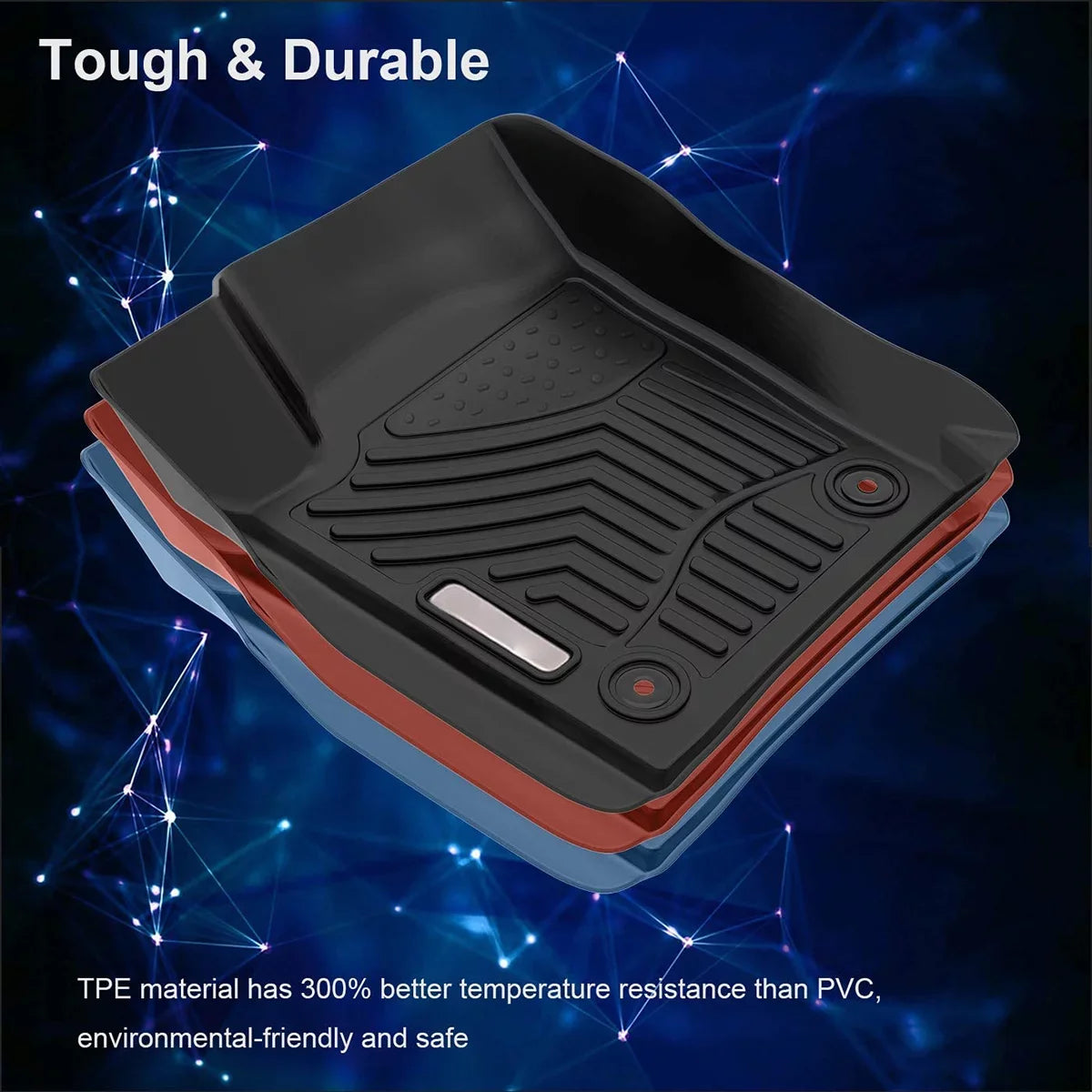 Ledkingdomus TPE Rubber Front & Rear for 2016-2021 Durango/Grand Cherokee /2022 Jeep Grand Cherokee Floor Mats Set, All-Weather Protection