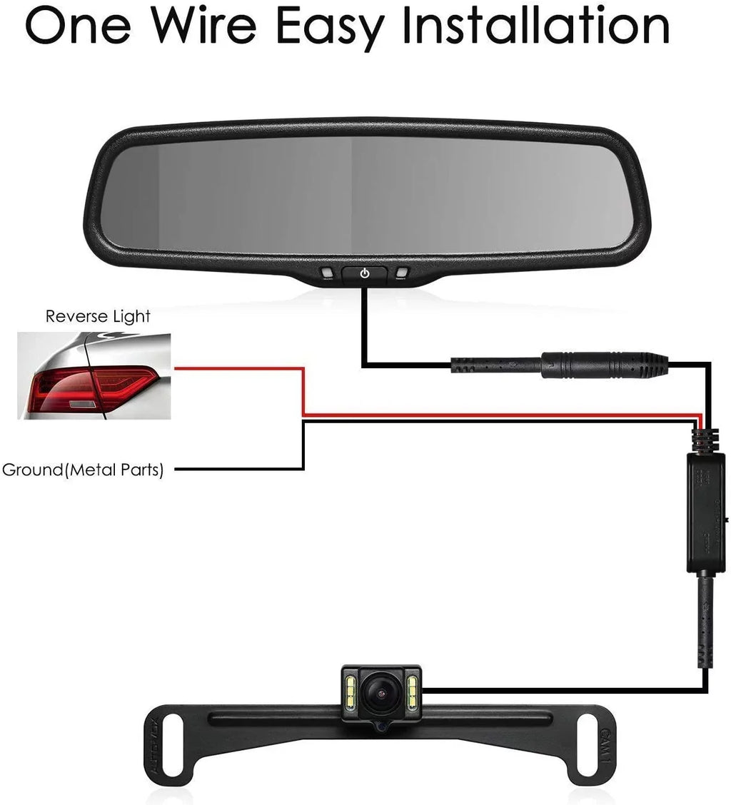 AUTO-VOX 4.3”LCD OEM Rear View Mirror Monitor with IP 68 Waterproof Back Up Car Camera, Night Vision Back Up Camera System for Parking & Reversing (T2 )