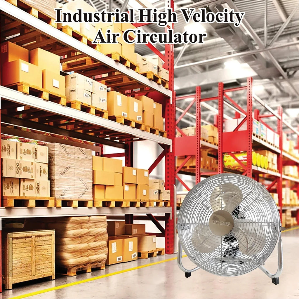 Optimus F-4122 Heavy Duty Aluminum 12 Inch 3 Speed Industrial Fan, Chrome