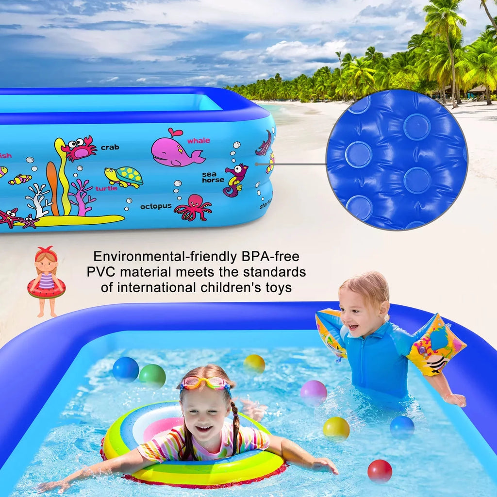 InfLatitudeable Pool 83 * 57 * 26 inch, 3-Story Large Children's Family Lounge Swimming Pool
