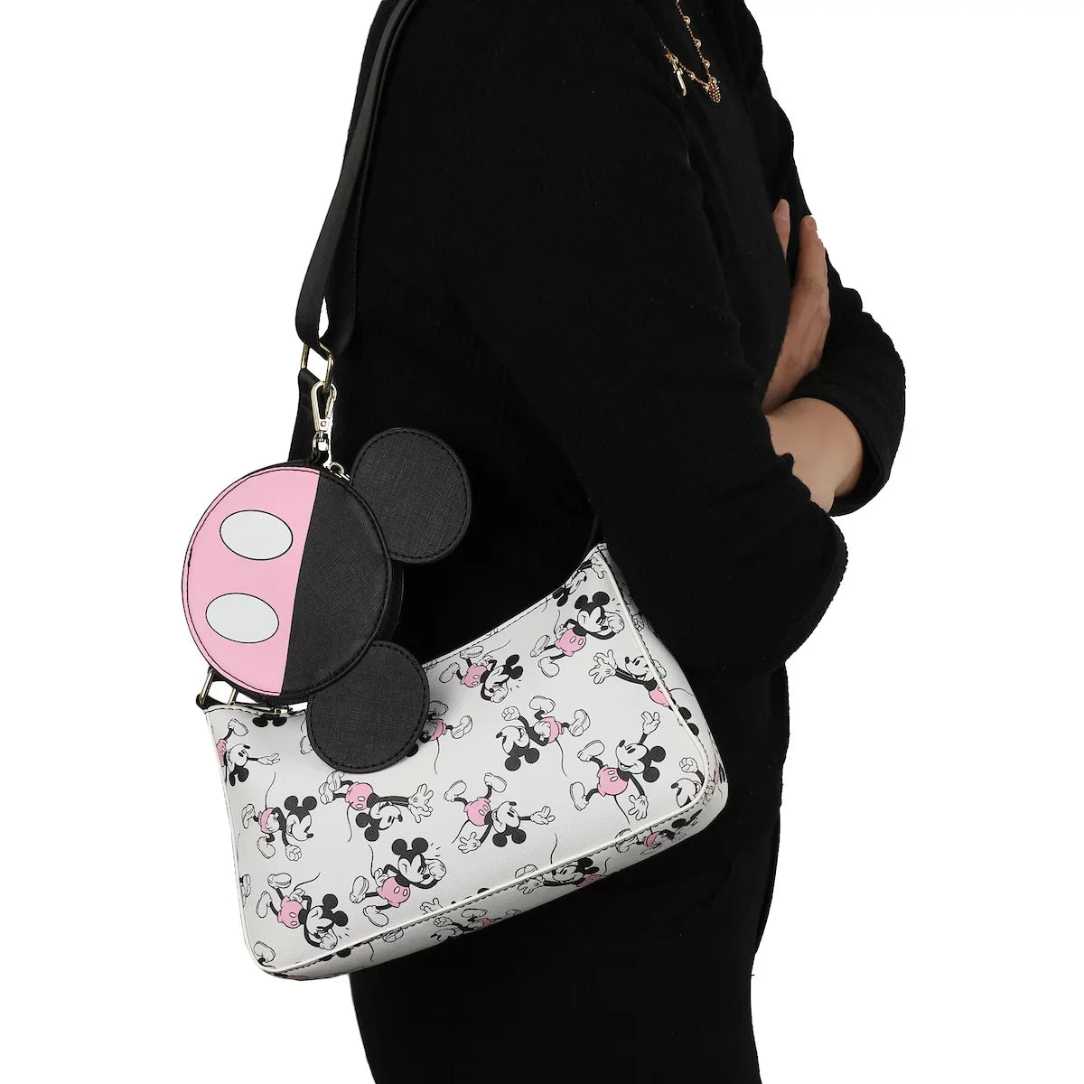 Disney Mickey Mouse Women's White Handbag With Removable Coin Purse