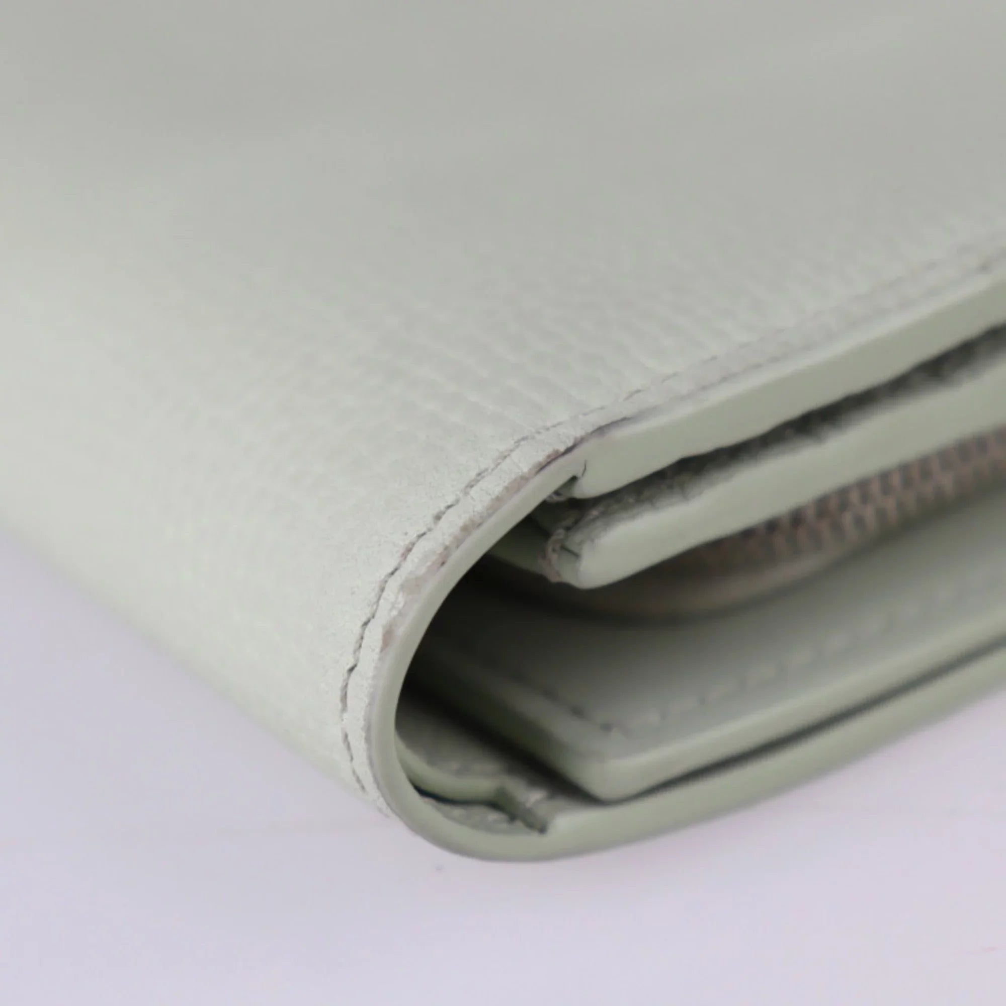 Pre-Owned LOEWE Loewe ANAGRAM COMPACT FLAP WALLET Anagram compact flap wallet folio C821L57X01 leather light green model silver metal fittings L-shaped fastener (Good)