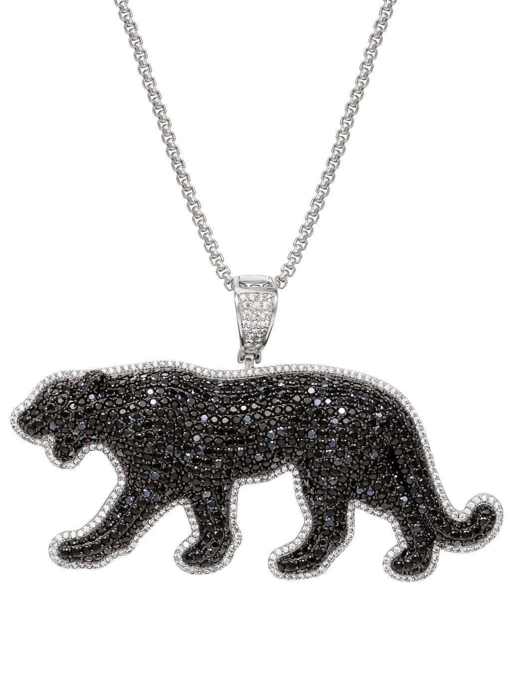 Shaquille O'Neal Men's SimuLatitudeed Diamond Sterling Silver Panther Pendant, 24" Chain
