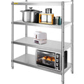 VEVORbrand 4-Tier Shelf Stainless Steel Shelving 330LB Capacity per Shelf Commercial Standing Shelf Unit  for Kitchen, Office, Garage Storage