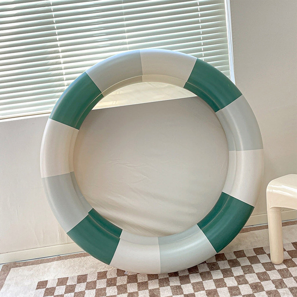 Buumin InfLatitudeable Pool Baby Retro Blow Up Swimming Pool Family Cute Style Thickened Water Pool Green Stripe