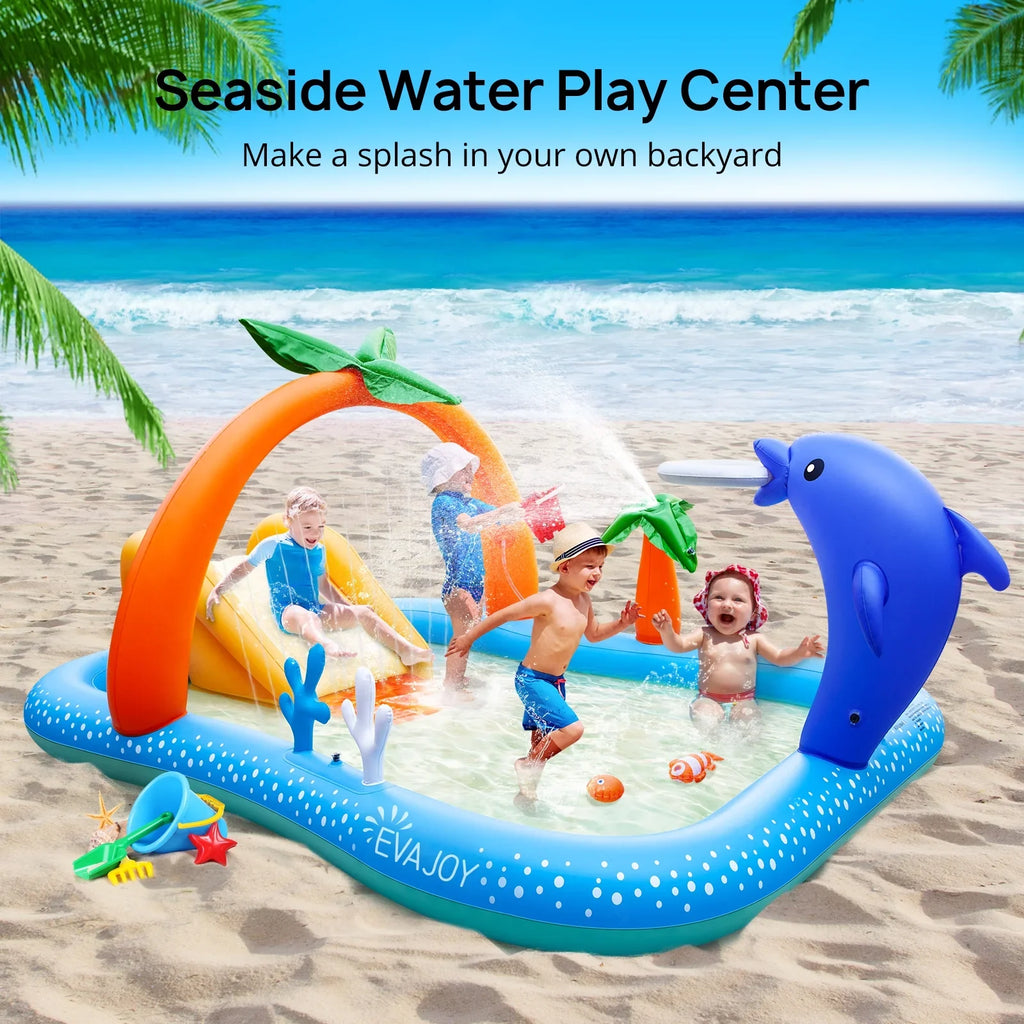 Sable InfLatitudeable Pool, 95 x 75 x 40in Rectangular Swimming Pool for Toddlers, Kids, Family, Above Ground, Backyard, Outdoor