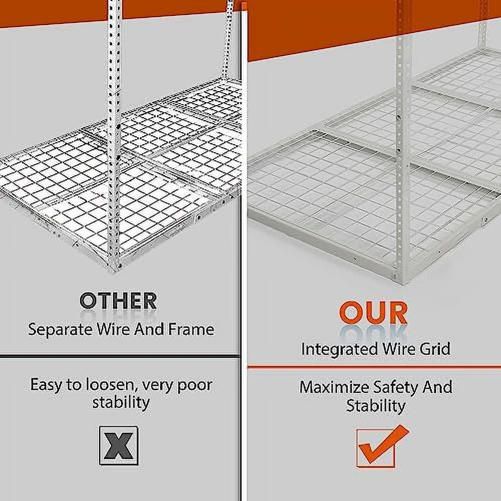 3X6 Overhead Garage Storage Rack Adjustable Ceiling Garage Organization Shelf Ceiling Mounted Storage Racks White