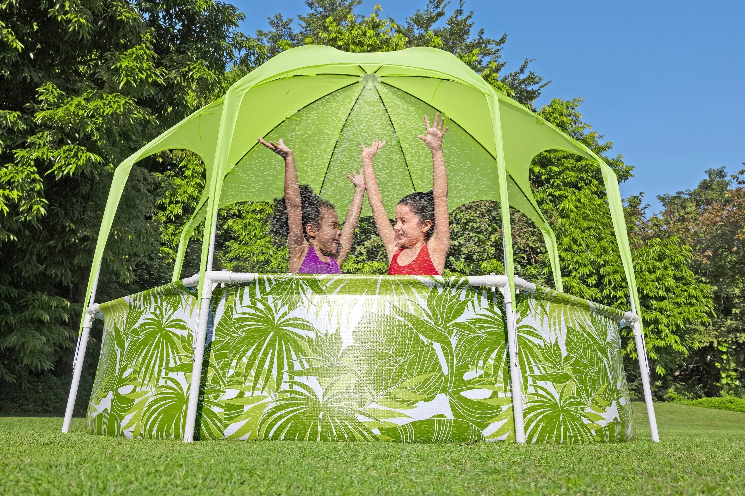 H2OGO 8 ft. x 20 in. Round Above Ground Pool Set With Pool Shade