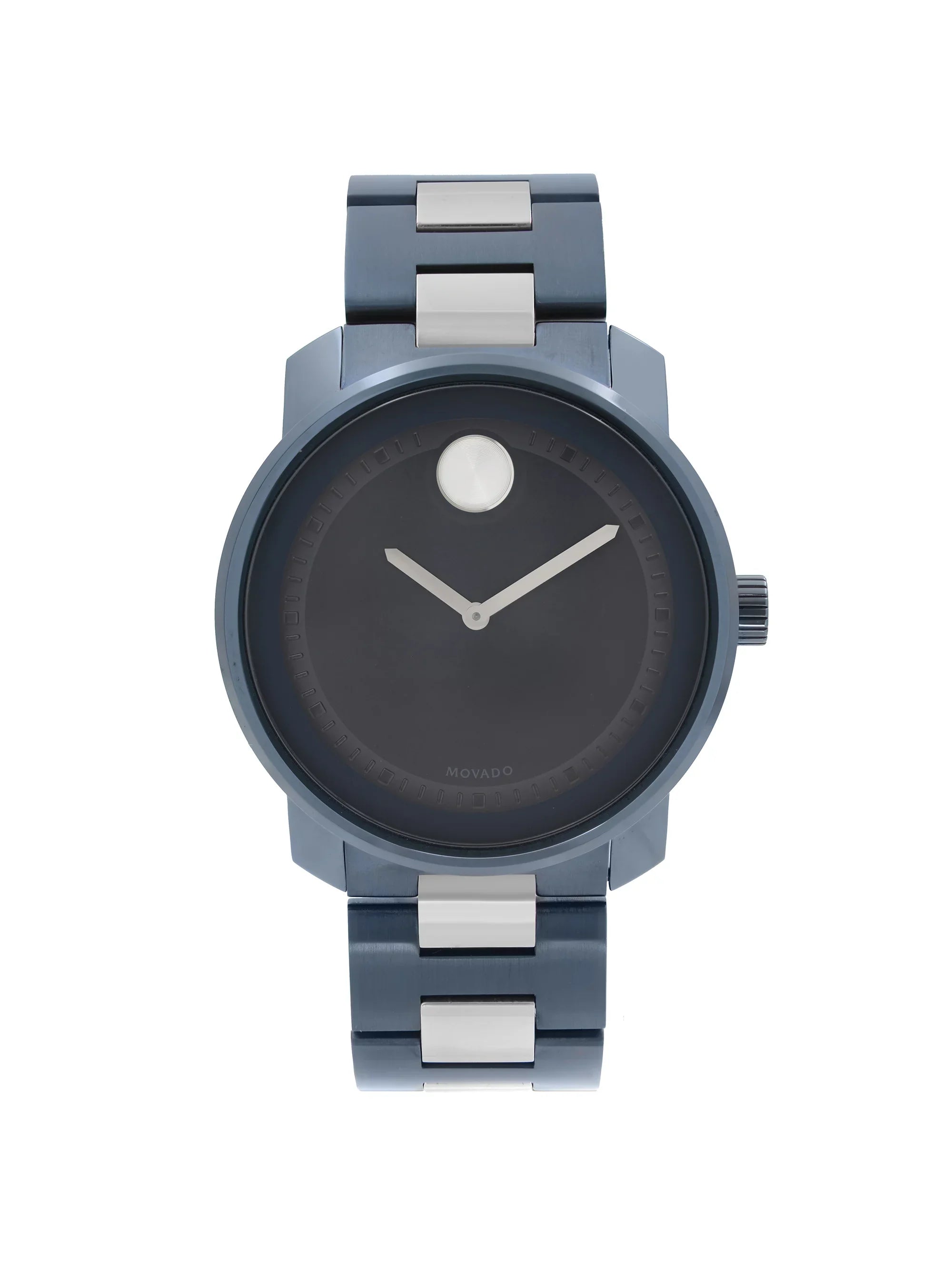 Movado Bold 42.5mm Blue Ion PLatitudeed Stainless Steel Quartz Mens Watch 3600422