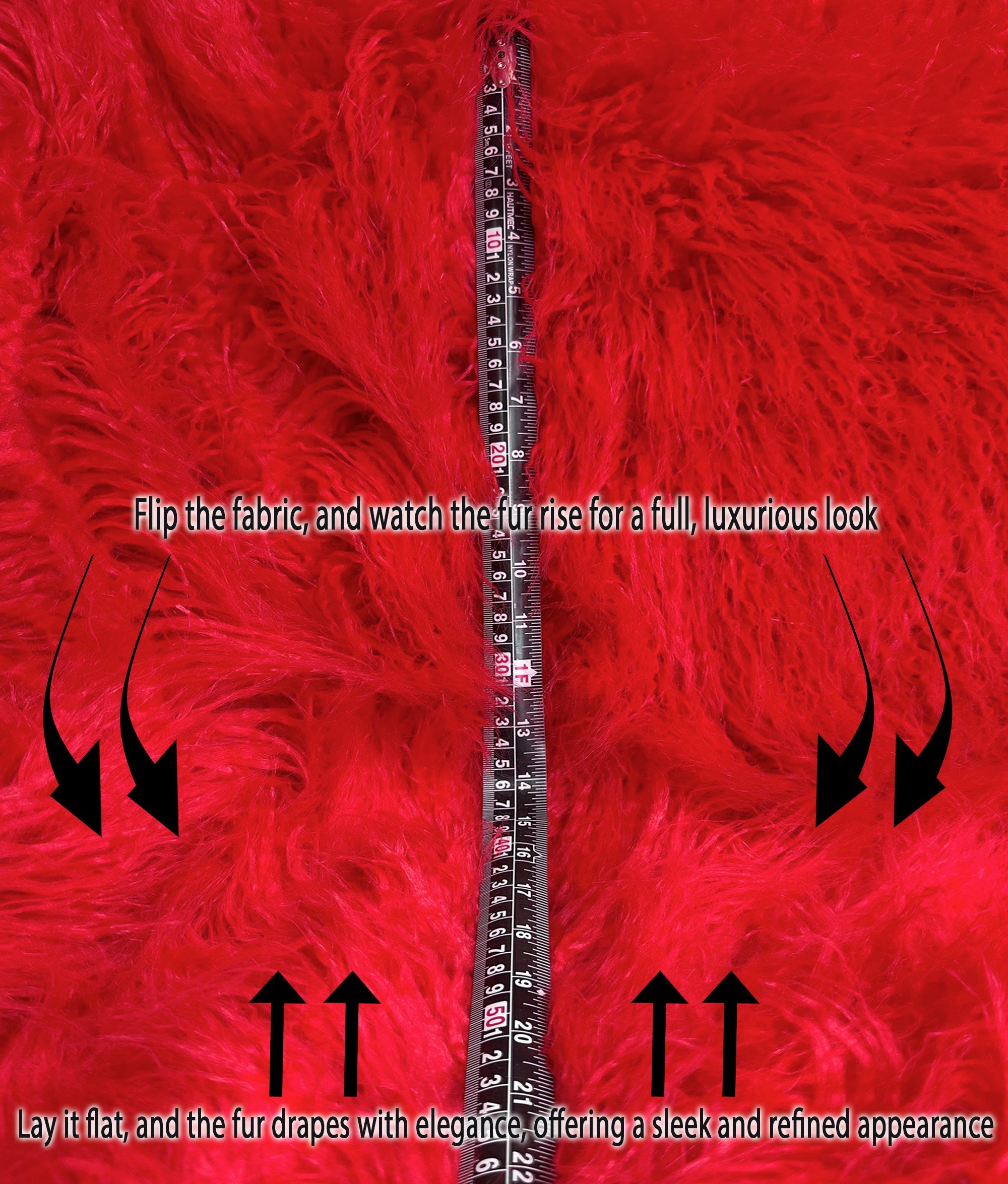 Faux Fake CURLY Yak FUR 3.5" LONG Pile Japanese Fire Retardant Yarn 2.3oz Per Yard / Craft, Sewing Cosplay 58" Wide Sold by Continuous Yard (Fire Red)