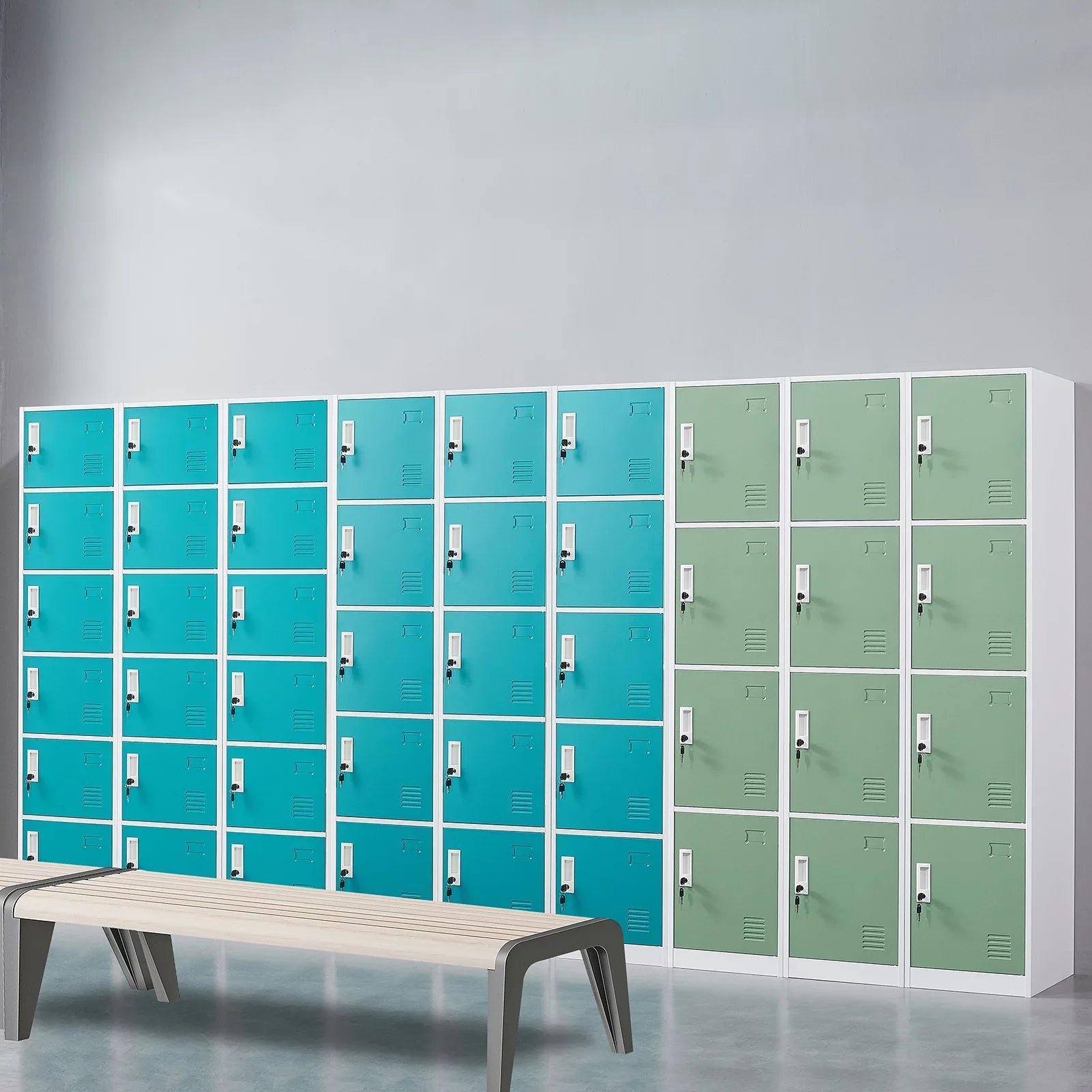 Ouyessir Locker Storage Cabinet 4-tier Metal Lockers for School, Gym, Home, Office Employee Lock Box, 71 inches High - Green
