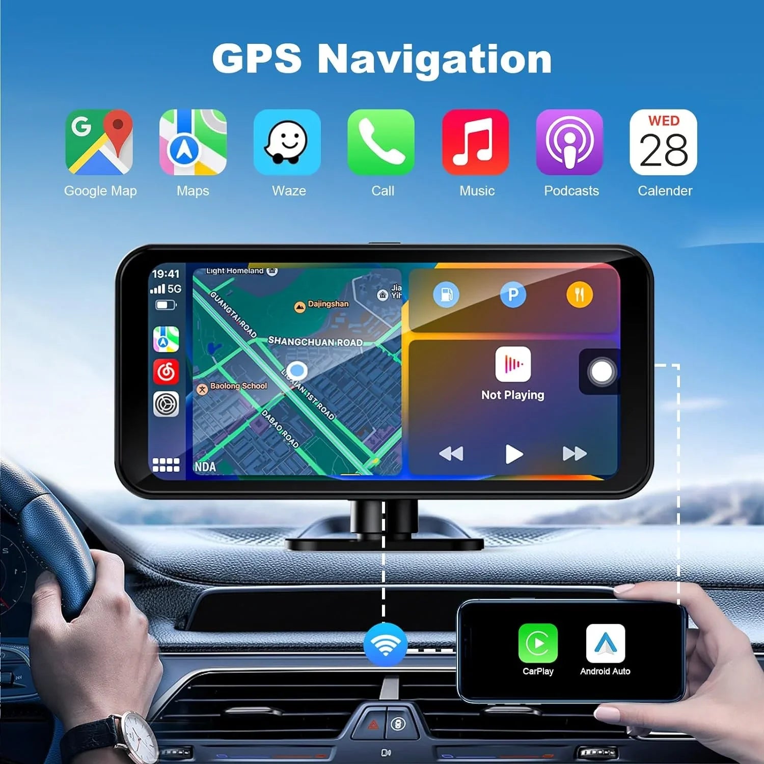 VVCAR MC25 Wireless CarPlay with 4K Dash Cam Front 6.25" Touch Screen Android Auto, Car Stereo with AirPlay GPS Navigation FM/BT/AUX