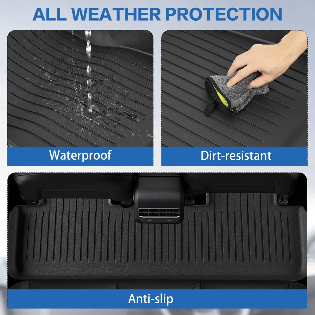 WEIZE Floor Mats Set for Tesla Model Y 2021-2023 2024, All Weather TPE Waterproof Anti-Slip Front & Rear Trunk Mats Cargo Liners Accessories, Custom Fit for Tesla 5-Seater, Set of 6 Mats