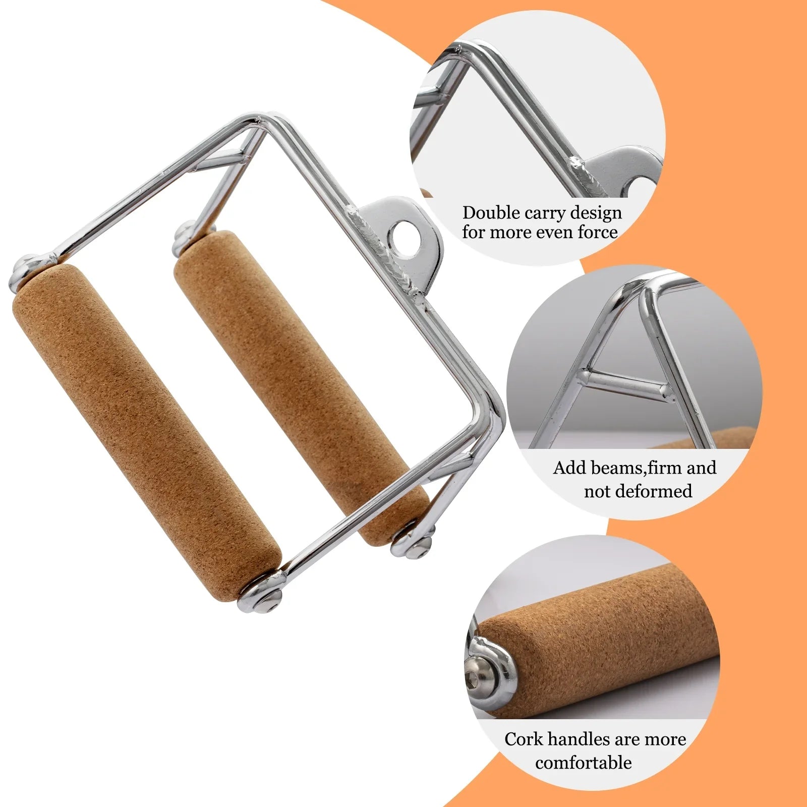 Ymam.Light V Row Double D Handles, Tight Grip Row Handle, Pulldown Handle Attachment Natural Cork Handles Non-Slip For Home Gym Cable Machine