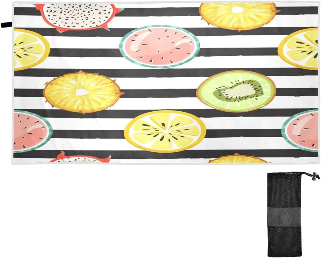Bestwell Tropical Fruit Slice Beach Towel Oversized Towel Blanket, Thin Lightweight Microfiber Sand Free Quick Dry Towel, 30”X60” Multipurpose Pool Bath Yoga Swim Shower Towel
