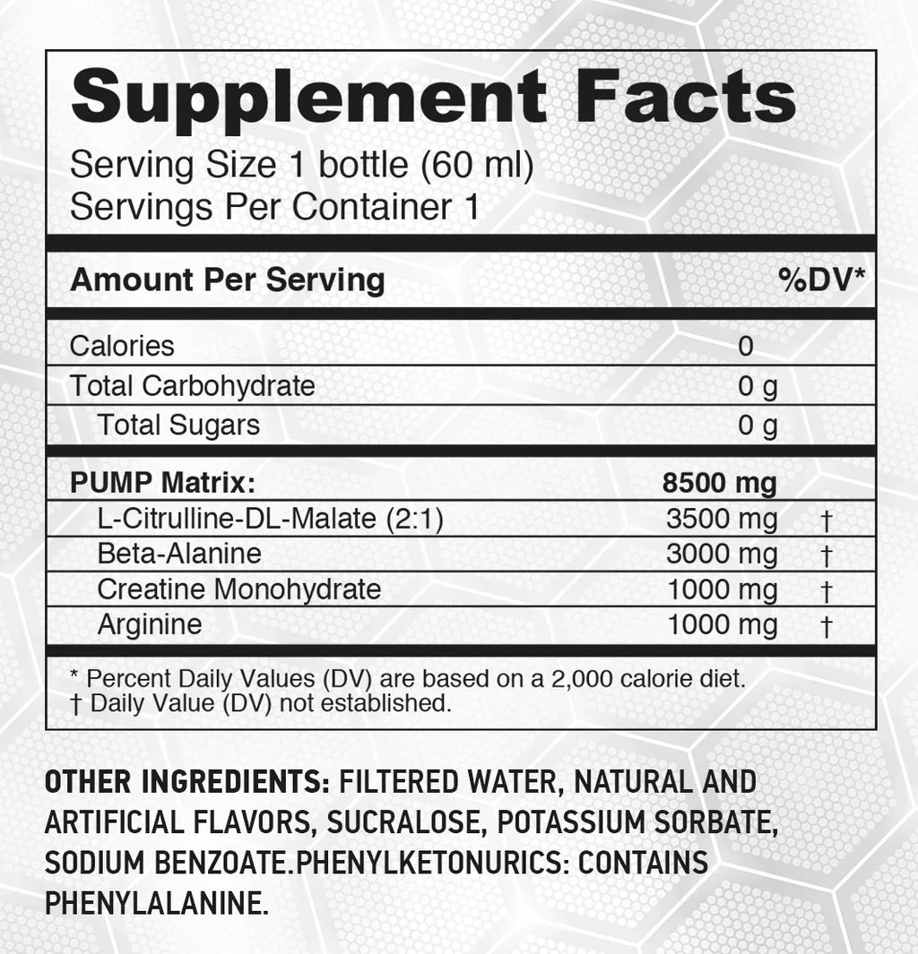 HARDLABZ PUMP – Caffeine Free Pre-Workout Energy Shot with Citrulline, Beta-Alanine, Creatine, Arginine, Blue Raspberry, Zero Sugar, 2oz - 12 Pack