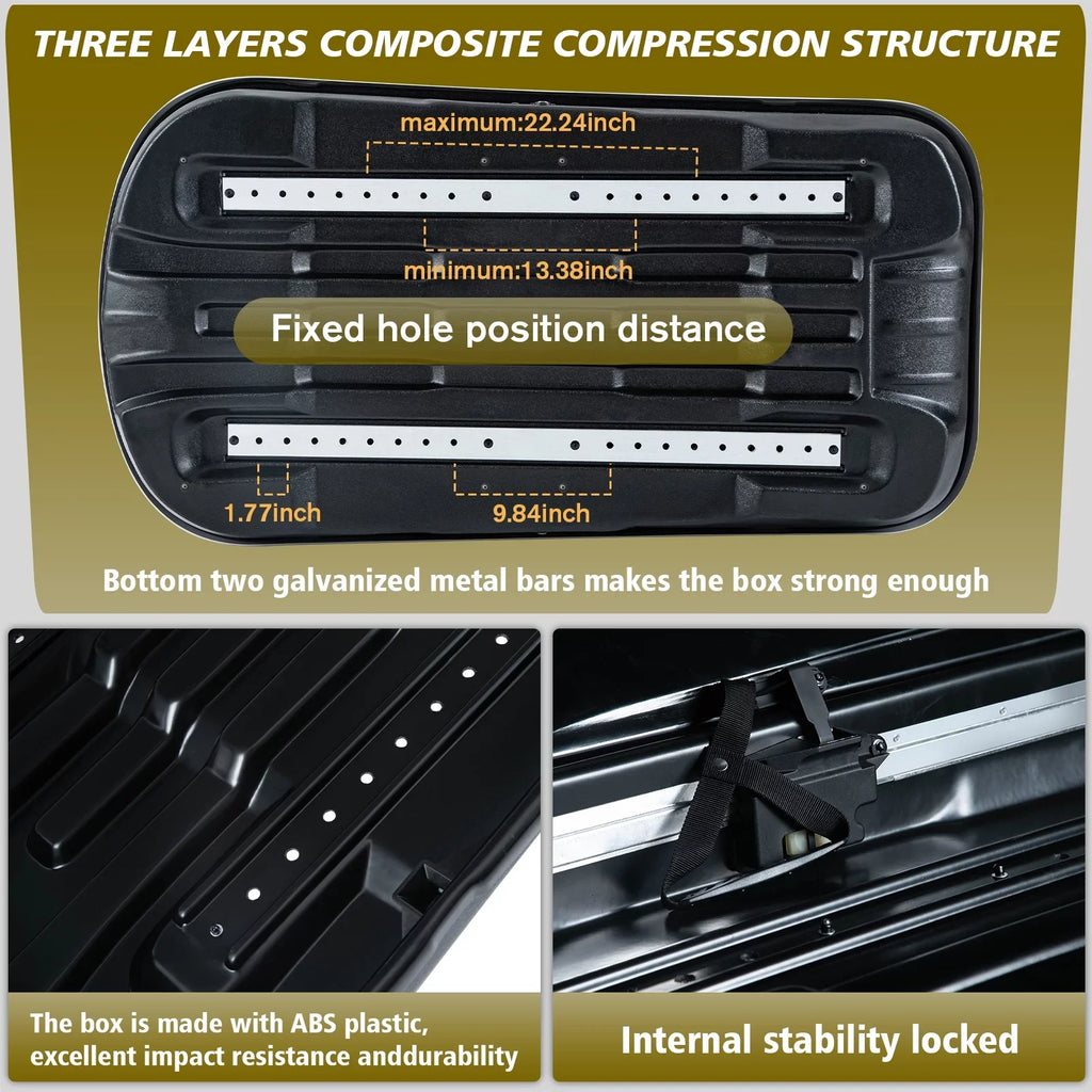 Large Rooftop Cargo Carrier Hard Shell Rooftop Cargo Box with Double 2 Locks, 14 ft³ Waterproof Cargo Box for SUV Rooftop 56.3" L x 30.3" W x 13.8" H, Black