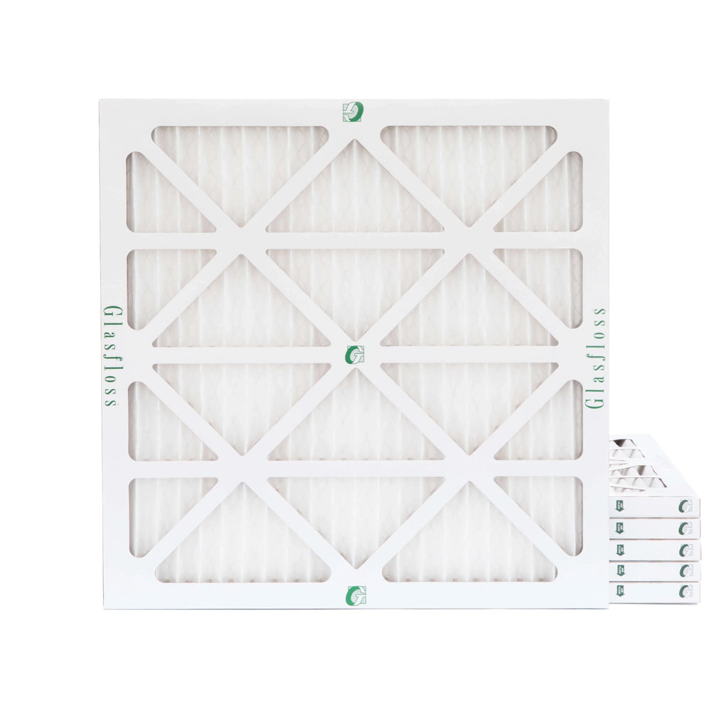 6 Pack of 25x25x1 MERV 10 Pleated Air Filters by Glasfloss. Actual Size: 24-1/2 x 24-1/2 x 7/8