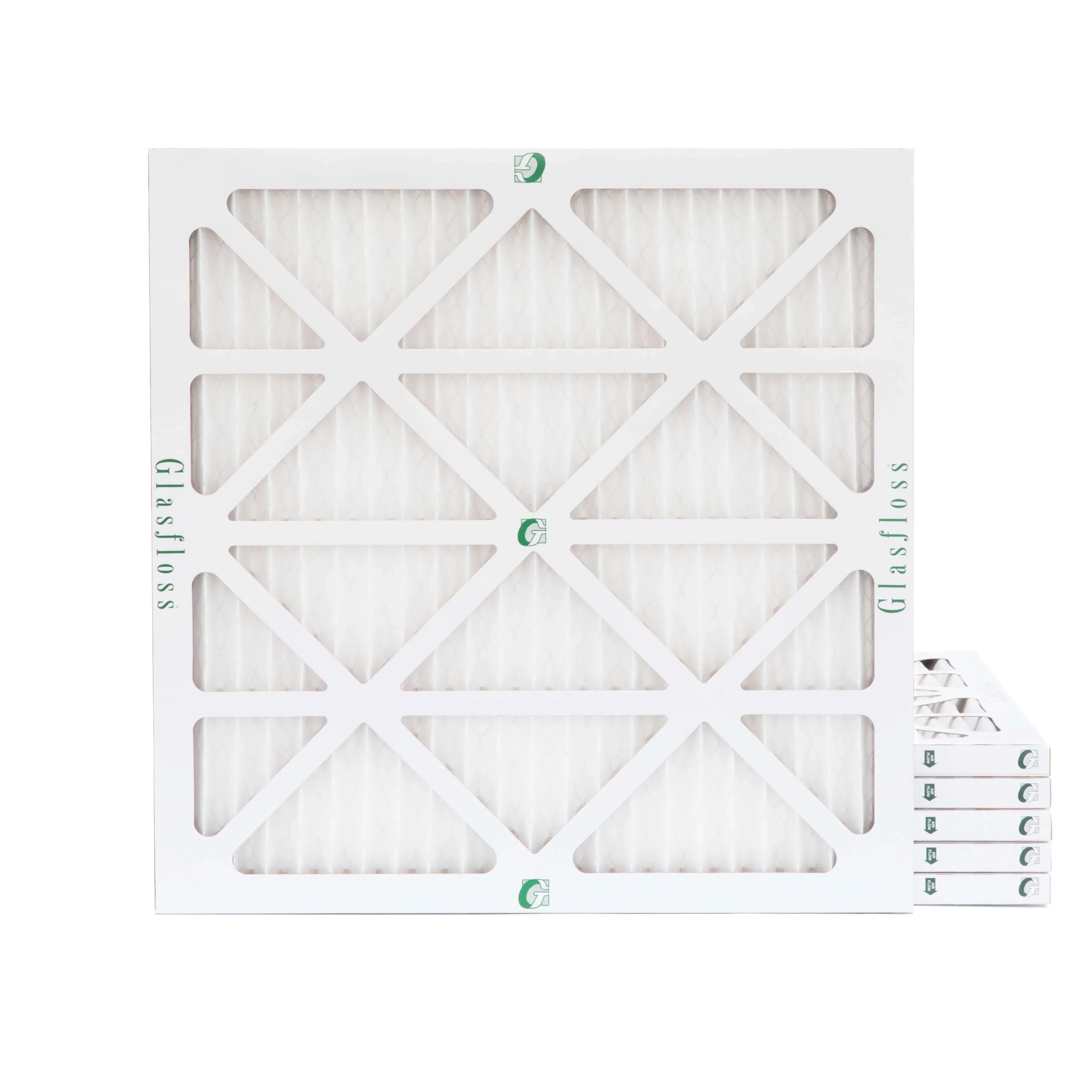 6 Pack of 25x25x1 MERV 10 Pleated Air Filters by Glasfloss. Actual Size: 24-1/2 x 24-1/2 x 7/8