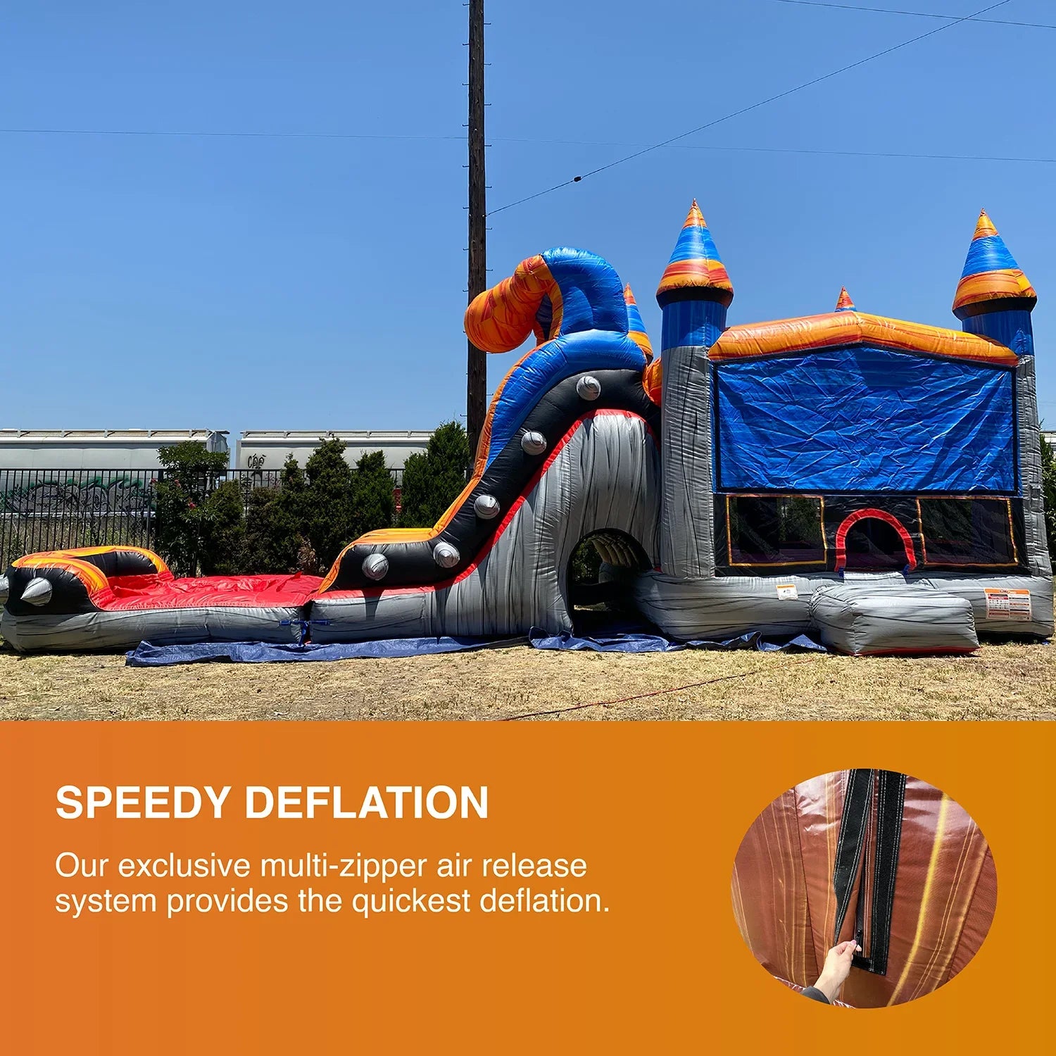 JumpOrange Titan Rocker Outdoor Commercial Grade InfLatitudeable Bounce House Water Slide with Splash Pool for Kids and Adults with Blower