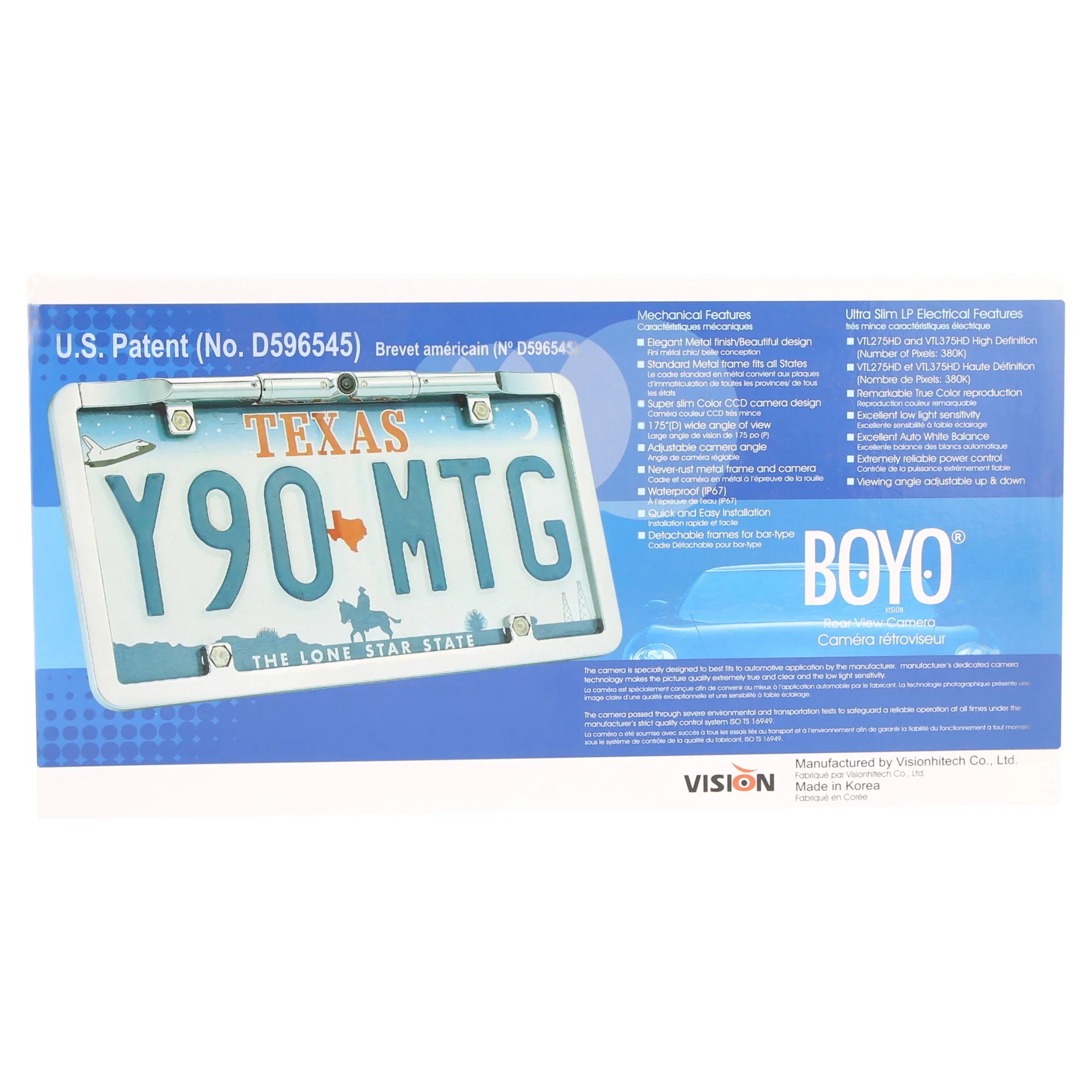 BOYO VTL275HD - Ultra Slim Full-Frame License PLatitudee HD Backup Camera (Chrome)
