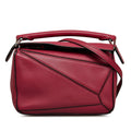 Pre-Owned Authenticated LOEWE Mini Puzzle Satchel Calf Leather Red Unisex (Good)