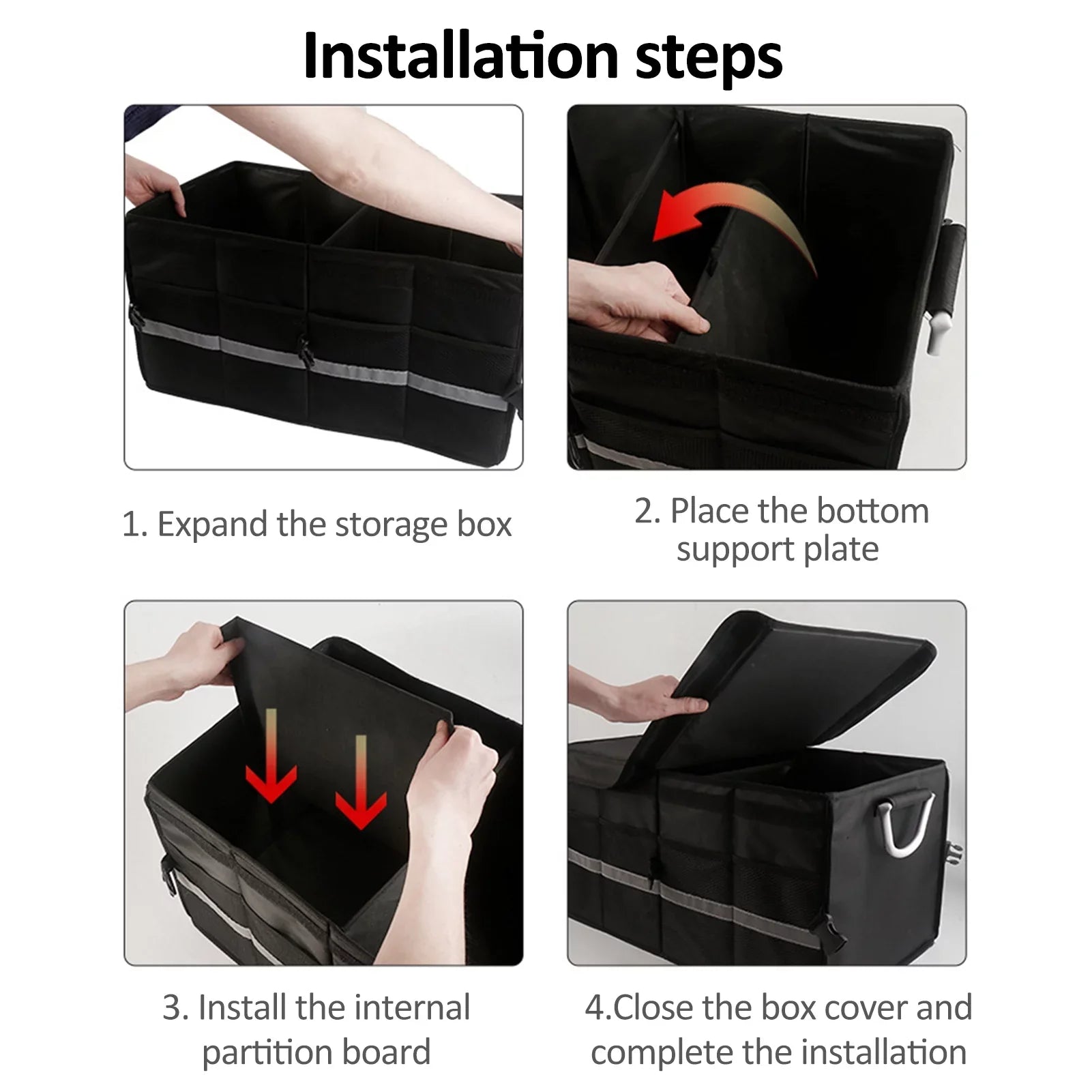 Walmart Car Trunk Organizer Oxford Cloth Folding Storage Box with Reflective Strip 55L Keep Your Car Neat and Tidy with this Automotive Cargo Organizer