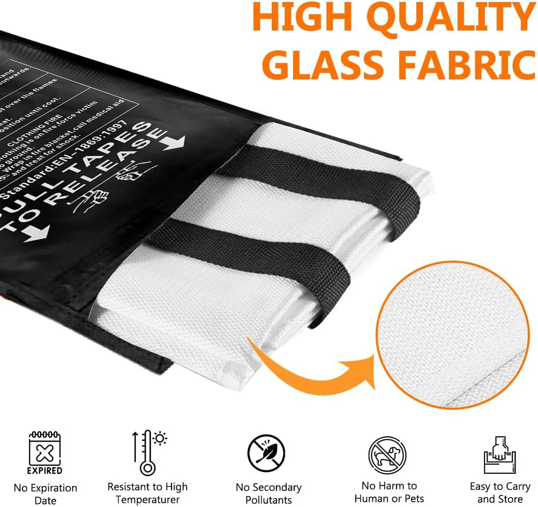 SAFECASTLE Fire Blanket Emergency Survival Kit 2 Pack 59"x59" | Flame Retardant Protection Blanket for Camping Kitchen Home Office Grill School & Car Easy to Store Fire Extinguisher Safety Blanket